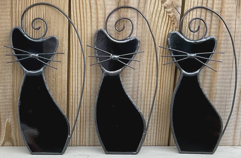 Stained Glass Cat Suncatcher • Cat Lover Gift • Handmade Window Hanging • Pet Memorial Black Cat