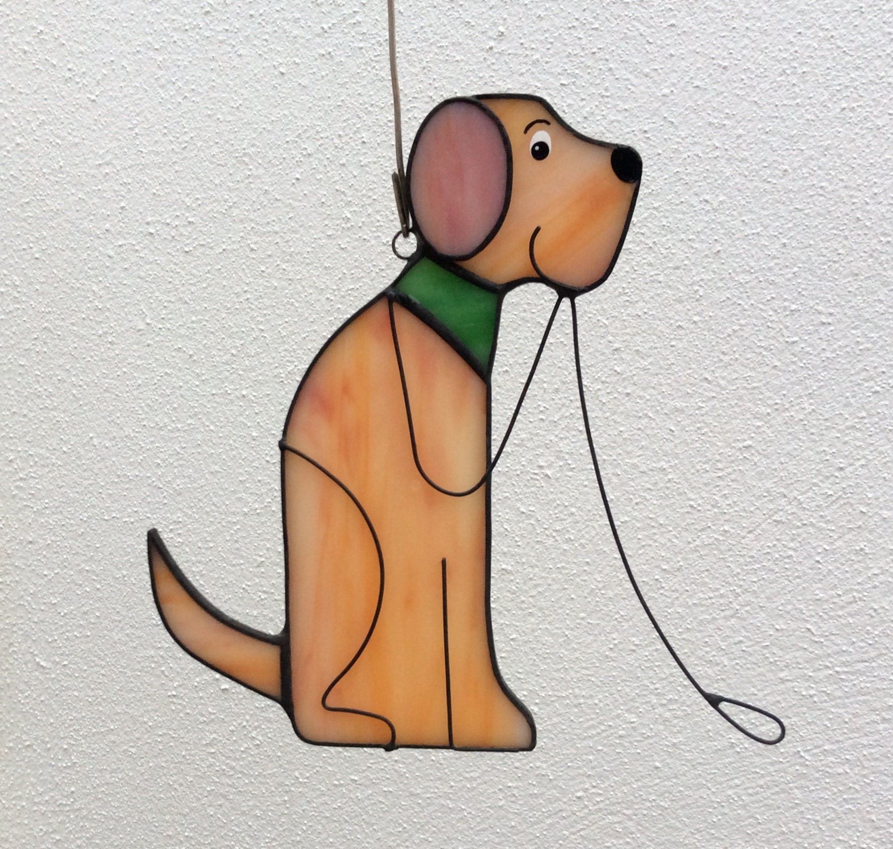 Stained Glass Dog Suncatcher Glass Dog Hand Crafted Red Dog Etsy