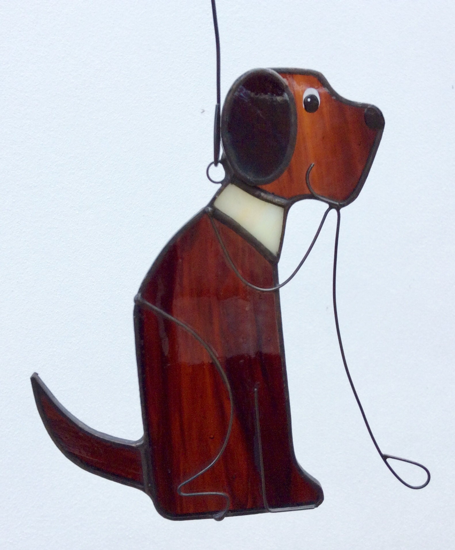 Stained Glass Dog Suncatcher Dog Gift Handcrafted Chocolate Etsy