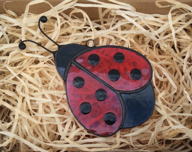 Stained Glass Ladybug Suncatcher Stained Glass Ladybird Etsy