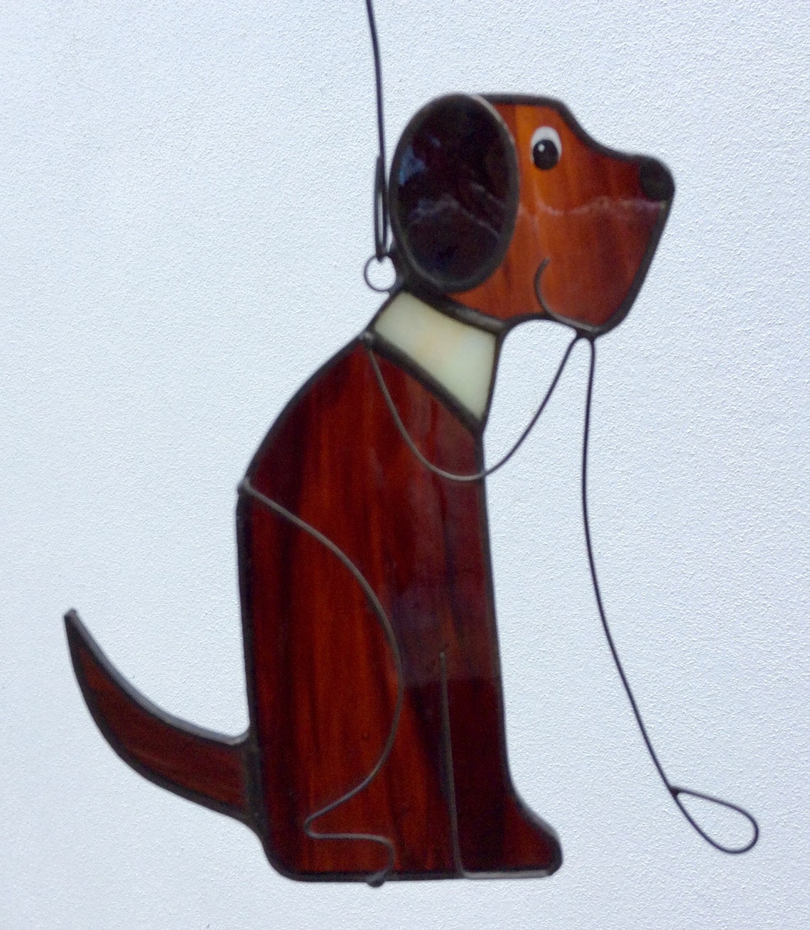 Stained Glass Dog Suncatcher Dog Gift Handcrafted Chocolate Etsy