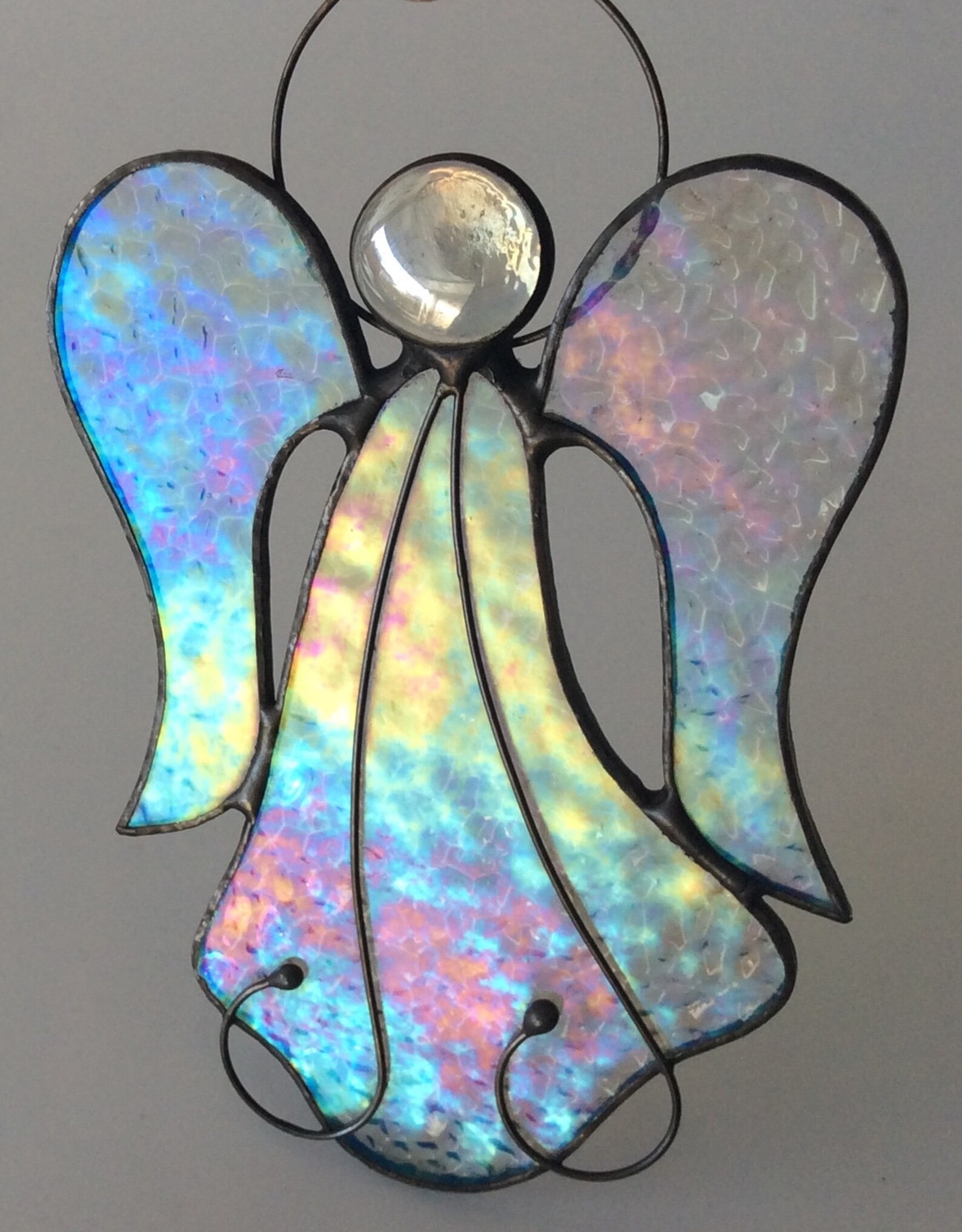 Stained Glass Angel Suncatcher Iridescent Angel Suncatcher Etsy