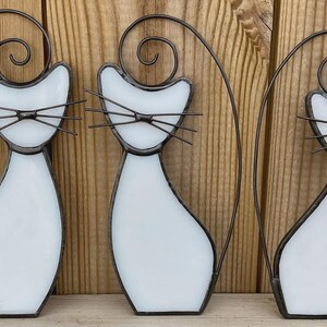 Stained Glass Cat Suncatcher • Cat Lover Gift • Handmade Window Hanging • Pet Memorial White Cat