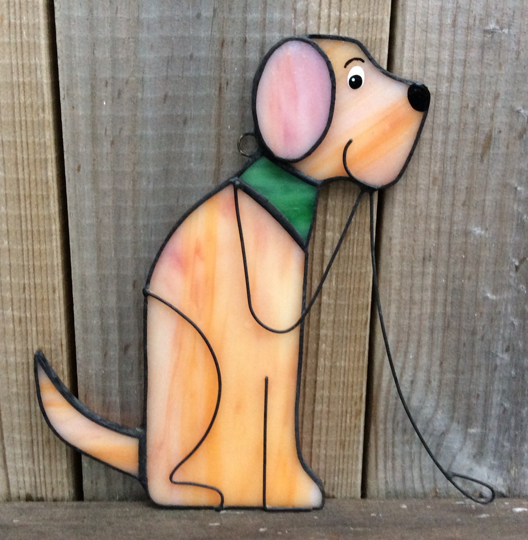 Stained Glass Dog Suncatcher Glass Dog Hand Crafted Red Dog Etsy