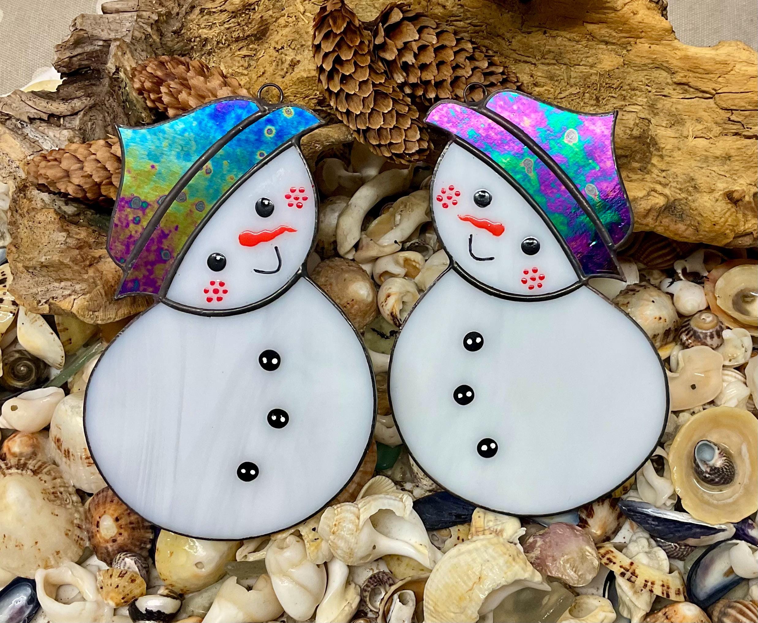 Stained Glass Snowman Suncatcher • Handmade Christmas Decoration ...