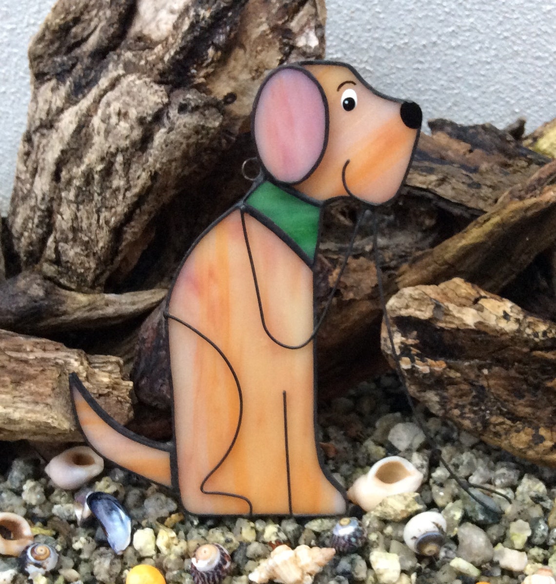 Stained Glass Dog Suncatcher Glass Dog Hand Crafted Red Dog Etsy