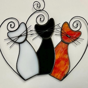 Stained Glass Cat Suncatcher • Cat Lover Gift • Handmade Window Hanging • Pet Memorial image 1