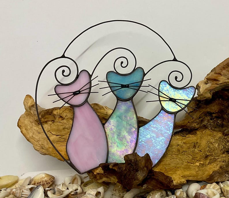 Stained Glass Cat Suncatcher • Cat Lover Gift • Handmade Window Hanging • Pet Memorial image 19