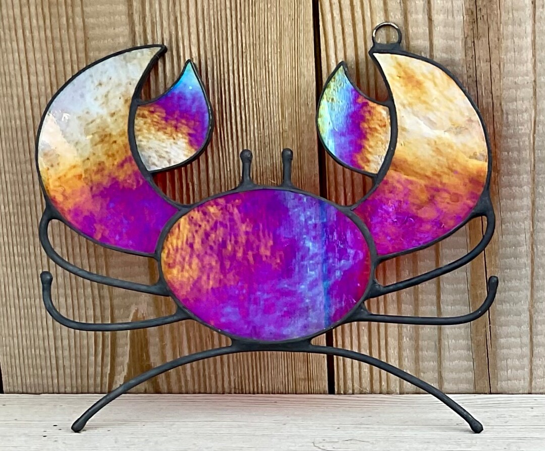 Stained Glass Crab Suncatcher Crab Suncatcher Glass Crab Cancer Zodiac