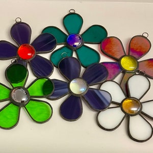 Stained Glass Flower Suncatcher • Flower Gift • Handcrafted Glass Flower • Window Hanging Flower •