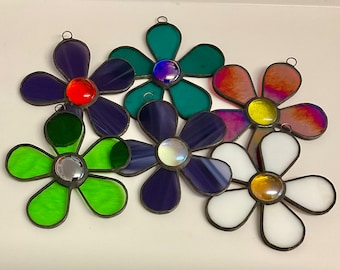Stained Glass Flower Suncatcher • Hanging Flower Decoration
