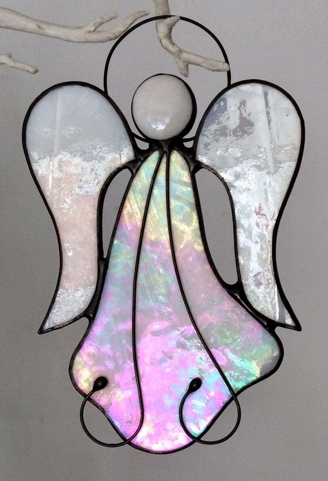 Stained Glass Angel Suncatcher Iridescent Angel Suncatcher Etsy