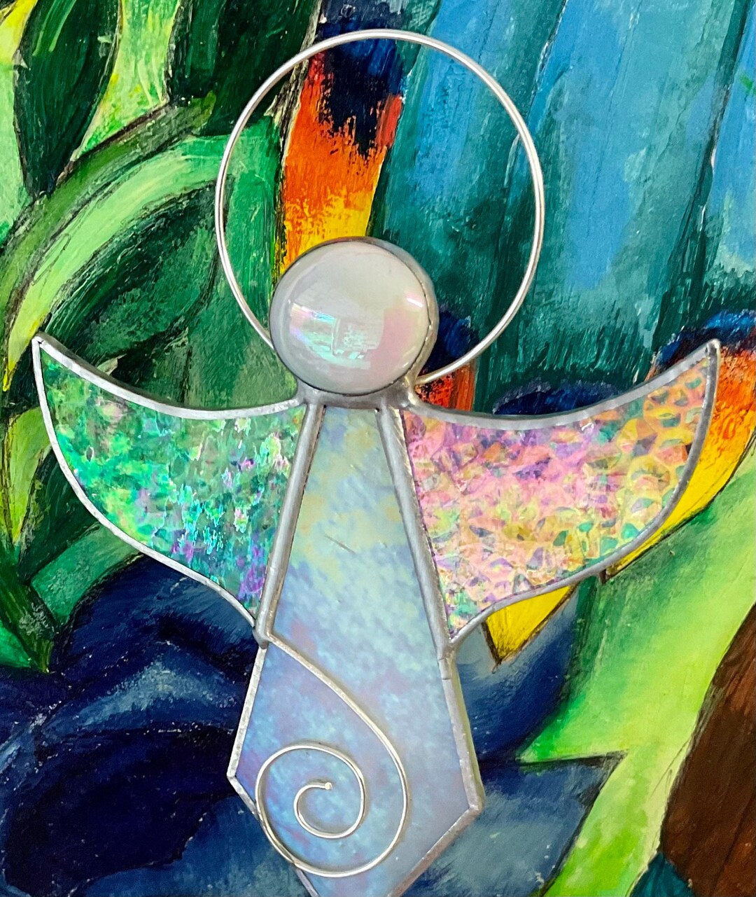 Stained Glass Angel Suncatcher Angel Suncatcher Glass Etsy