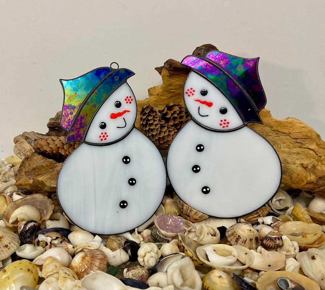 Stained Glass Snowman Suncatcher • Handmade Christmas Decoration ...
