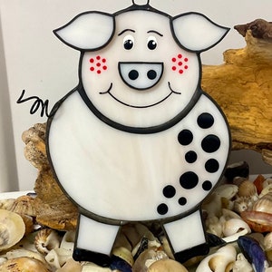 Stained Glass Pig Suncatcher • Pig Gift • Pig Suncatcher • Pig Lover Gift • Handcrafted Glass Pig • Window Hanging Stained Glass Pig