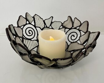 Handmade Sea Glass Candle Holder • Bowl