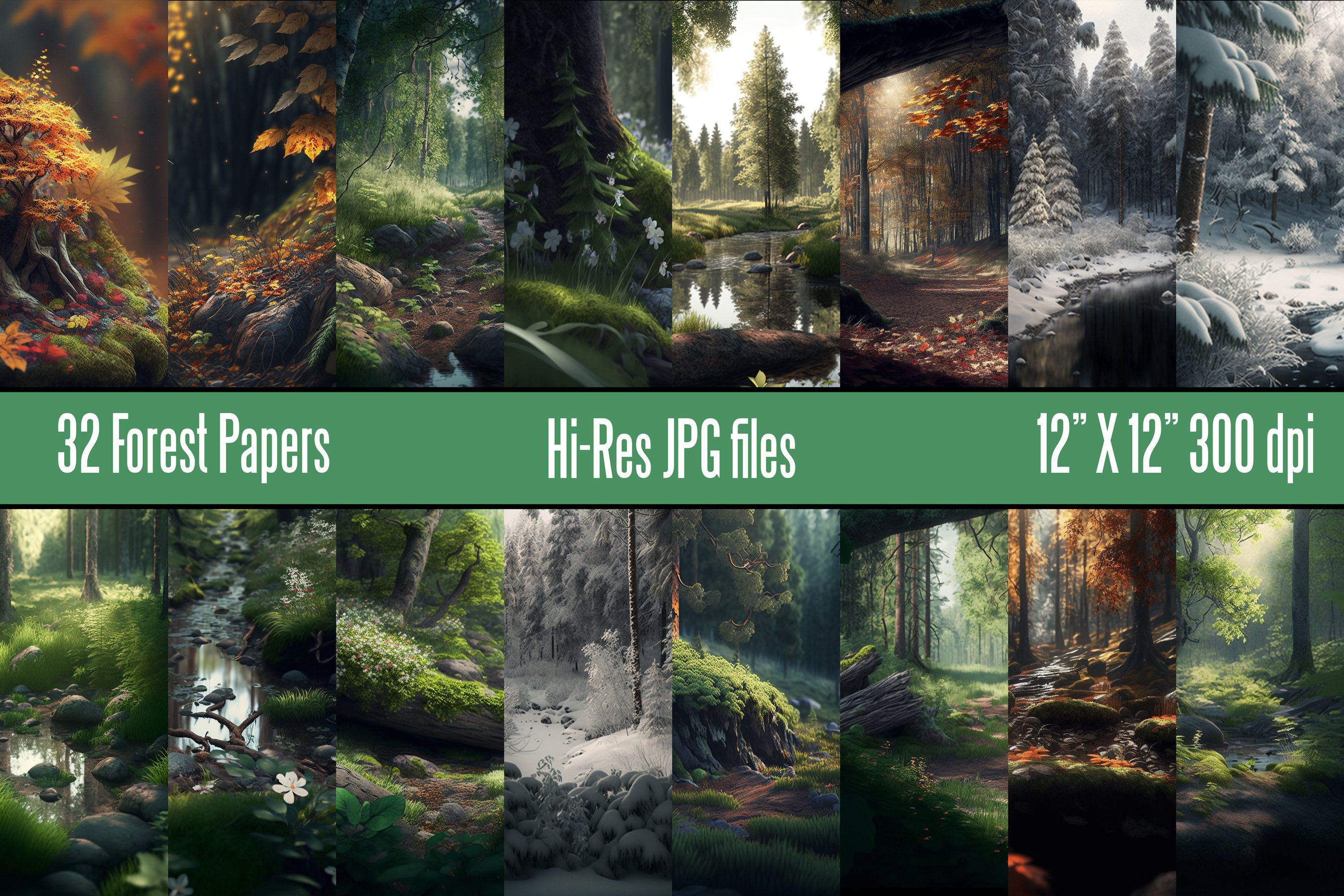 Forest Bundle | Digital Papers | Scrapbooking | Digital Download | High ...