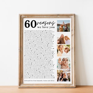 60 Reasons We Love You Poster Pictures Template Printable 60th Birthday Gift for Him or Her Editable Personalized 60th Birthday Decor RC01B
