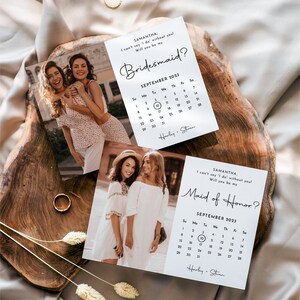 Calendar Bridesmaid Proposal Card, Will You Be My Bridesmaid Card, Maid of Honor Card, Photo Bridesmaid Proposal Card, Bridesmaid 008
