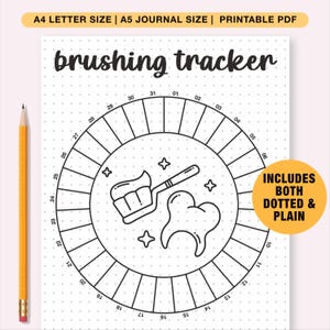 Monthly Teeth Brushing Tracker, Journal Page Printable, Printable Journal Page, Dental Hygiene Tracker, Teeth Brushing Log, Health Planner