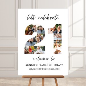 21st Birthday Photo Collage Poster Bundle template 21  Customizable Photo Collage Board Photo Montage Display Digital Download BC01