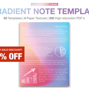 Kaleidoscope Gradient Digital Notepaper Templates Notetaking Digital notebook Portrait vertical Digital Note Taking Template Digital Notepad