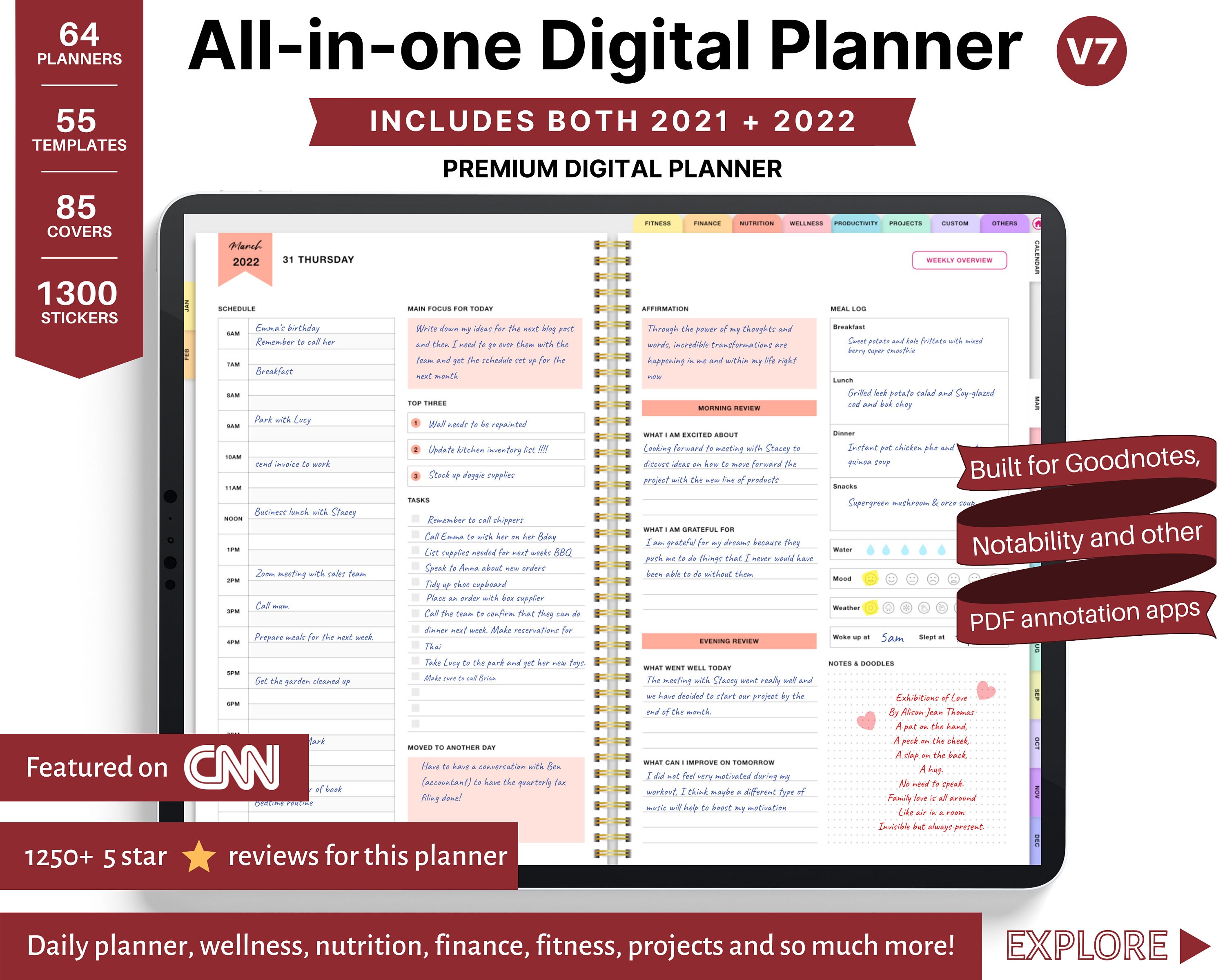 Goodnotes planner, ipad planner, notability planner, Digital journal,…