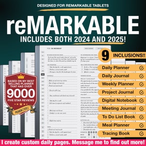 Ultimate reMarkable 2 planner Productivity Bundle, 2024 2025, reMarkable 2 Templates, remarkable templates, remarkable tablet