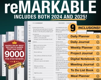 Ultimate reMarkable 2 planner Productivity Bundle, 2024 2025, reMarkable 2 Templates, remarkable templates, remarkable tablet