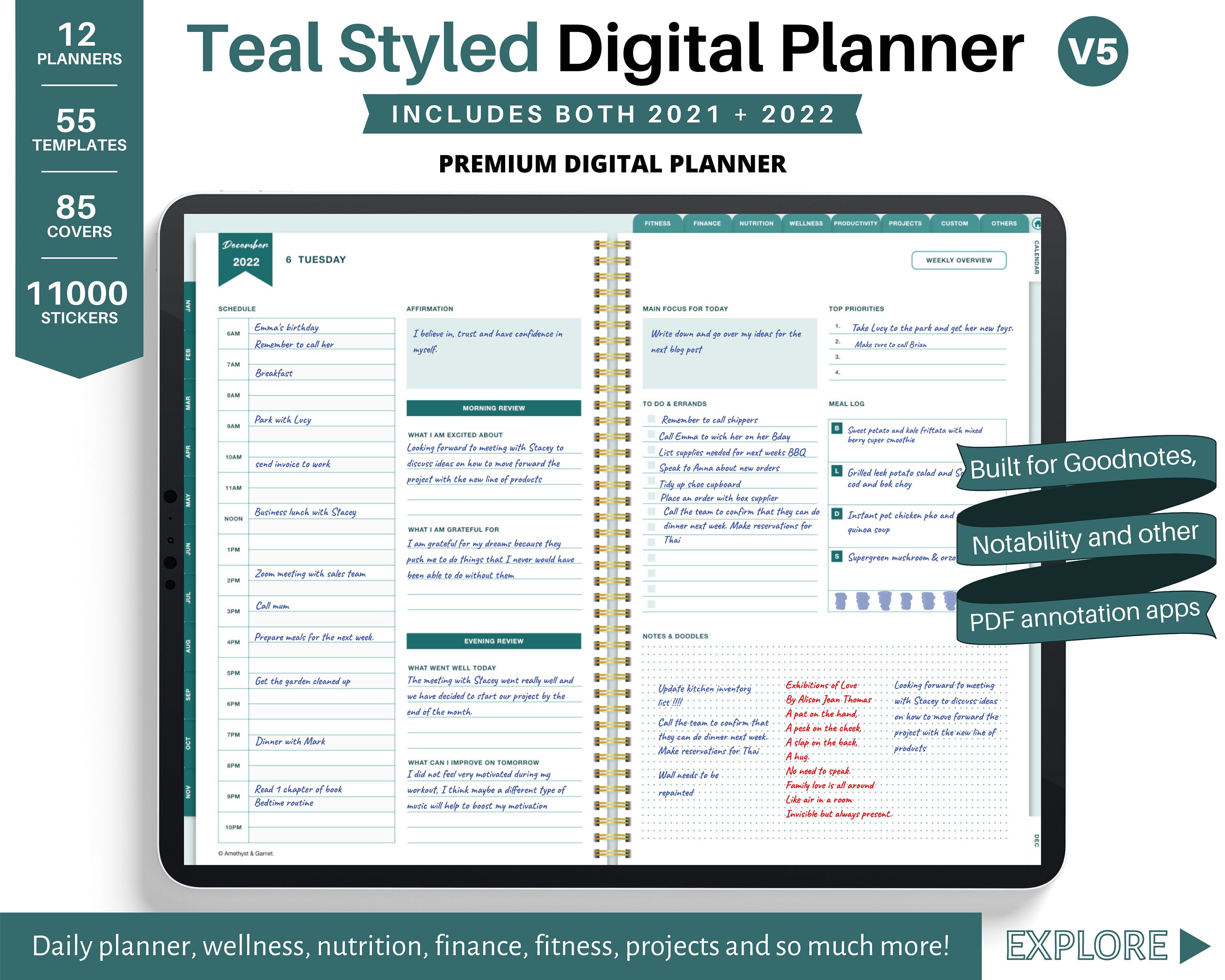 Goodnotes planner, ipad planner, notability planner, Digital journal,…