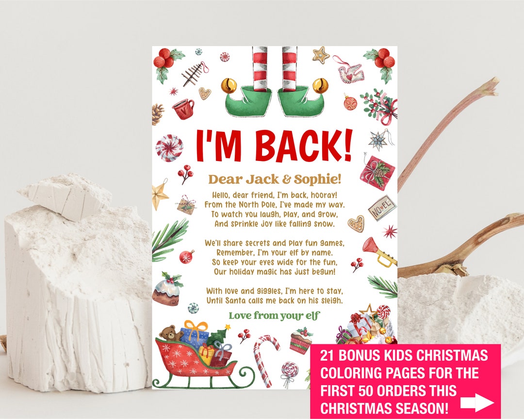 Elf Arrival Letter I'm Back Letter From Elf Hello From Elf Christmas ...
