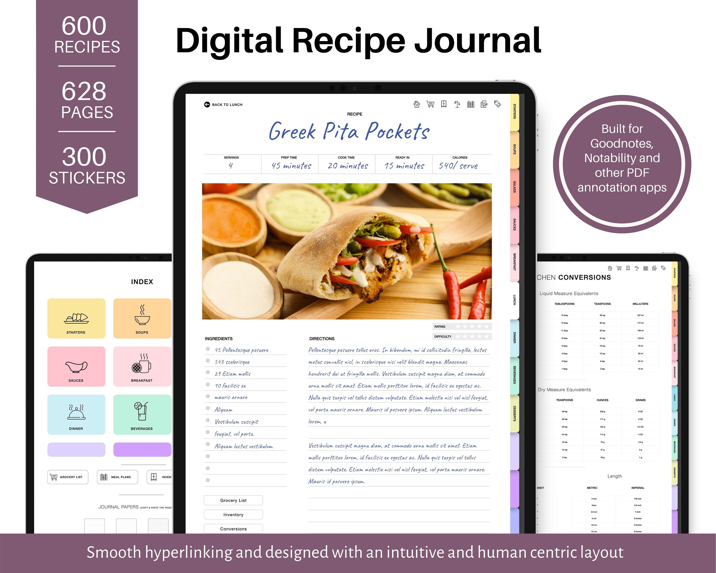 Digital Recipe Book Goodnotes Hyperlinked Goodnotes Vertical Etsy Canada