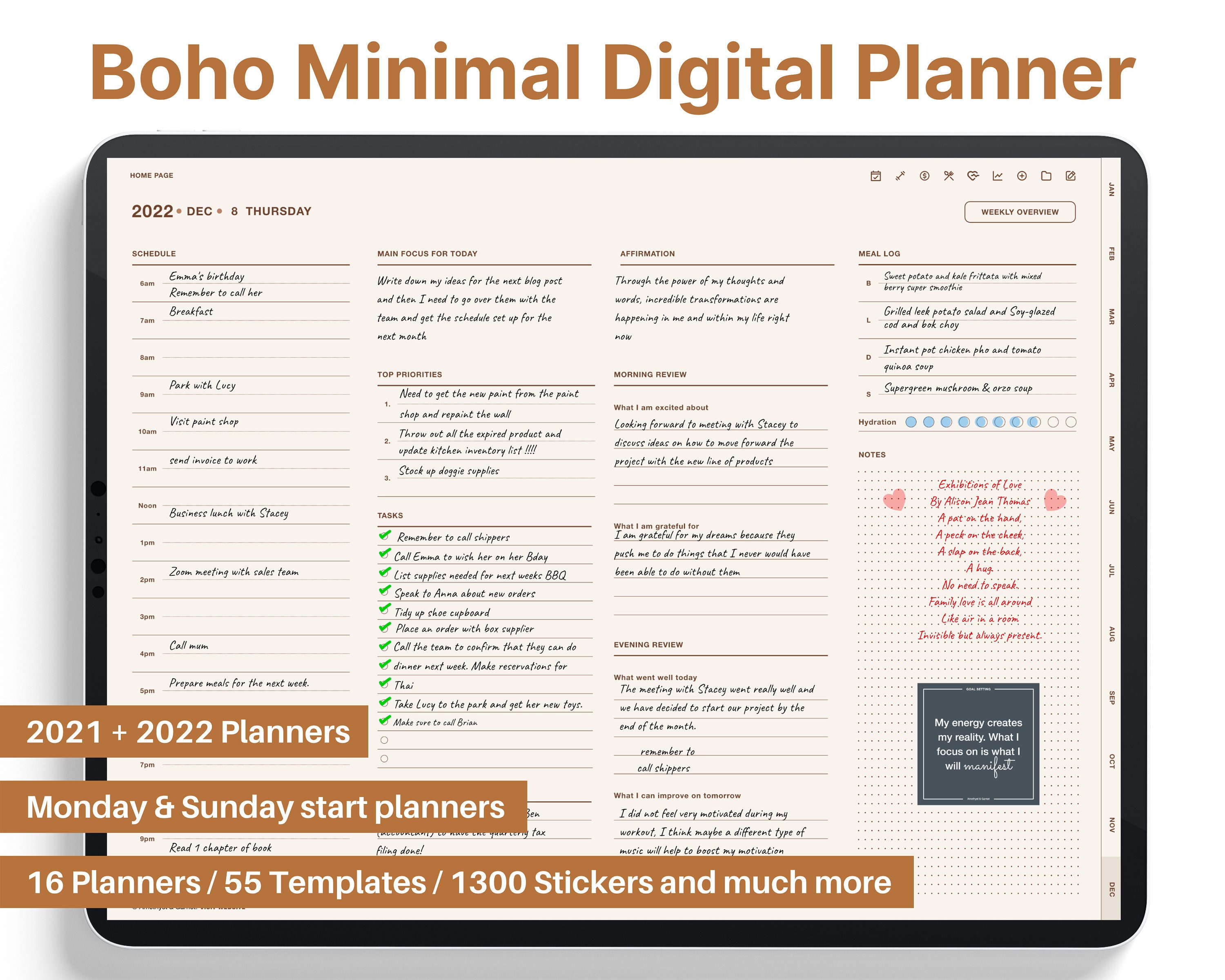 Boho Minimal iPad planner, Digital Planner,  goodnotes planner, notab…