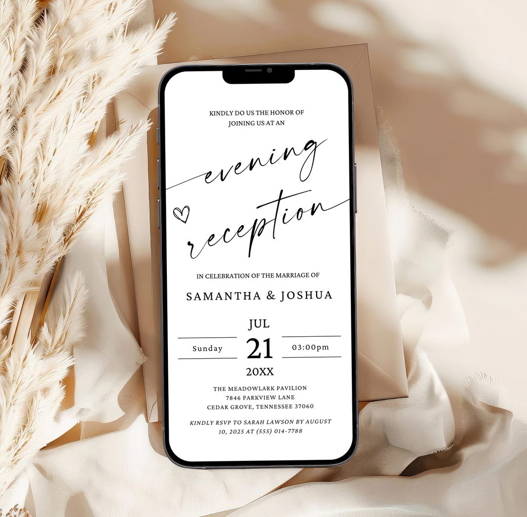 Minimalist Evening Reception Digital Invitation Template, Editable ...