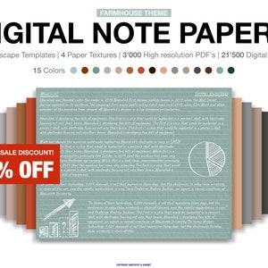 Modelli di carta per appunti digitali Modelli Prendere appunti, taccuino digitale Ritratto verticale Modello per prendere appunti digitali, Studente di blocco note digitale