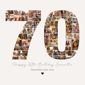 70 Geburtstag Foto Collage Vorlage, Geschenk 70 Geburtstag für Oma und Opa, Zahlen Collage, Mutter Geschenk, Geburtstagsgeschenk PC01