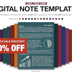 Modelli di carta per appunti digitali Modelli Prendere appunti, taccuino digitale Ritratto verticale Modello per prendere appunti digitali, Studente di blocco note digitale