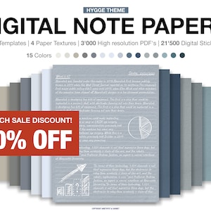 Hygge Digital Notepaper Templates, Notatniki, Cyfrowy notatnik Pionowo, Szablony do robienia notatek cyfrowych, Cyfrowy notatnik studencki