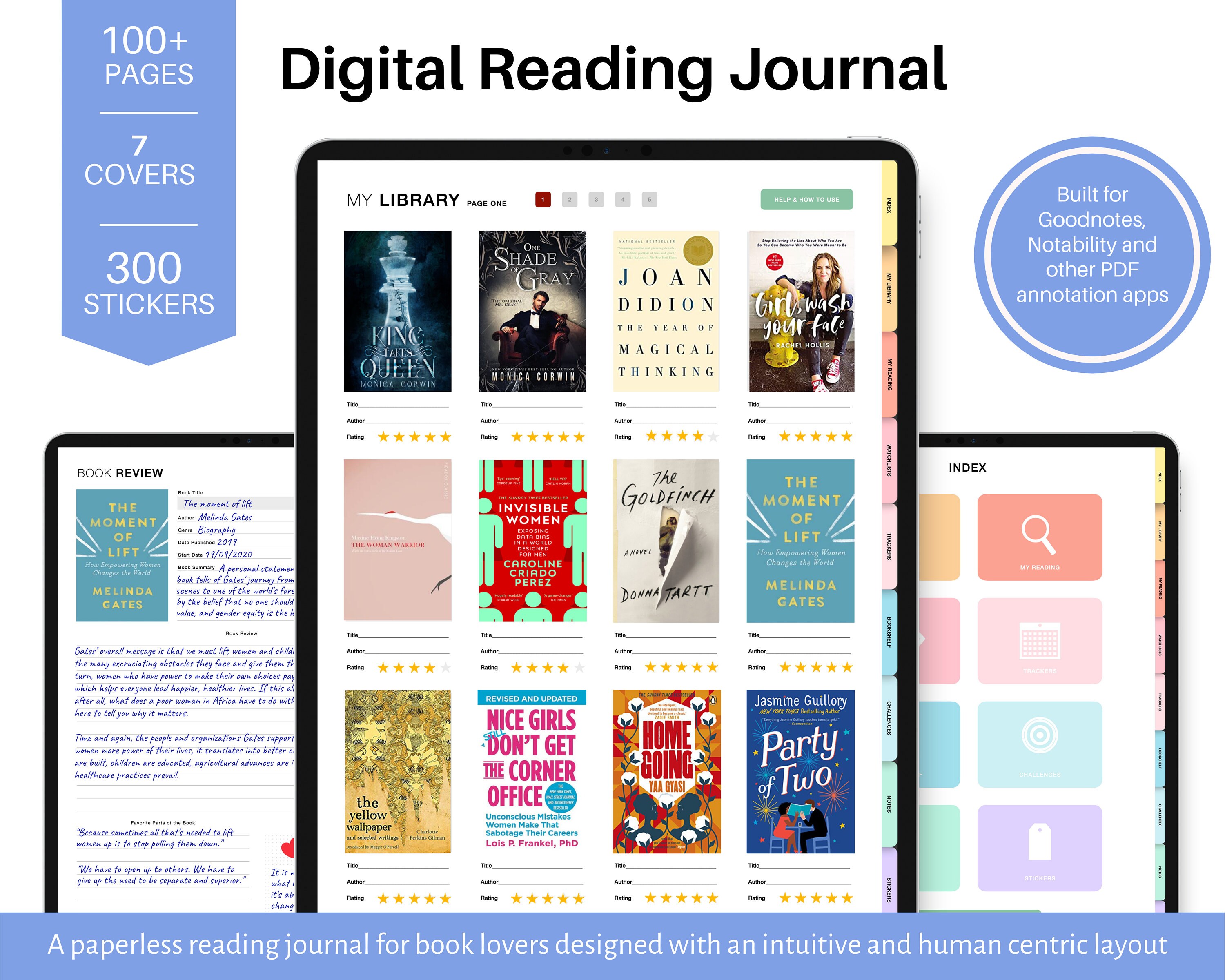 Digital Reading Journal, Digital Reading Planner, Digital planner, Go…