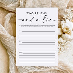 Two truths and a lie, Minimal, modern, rustic, Baby shower game, Printable party games, baby shower decor,instant download, CO1005