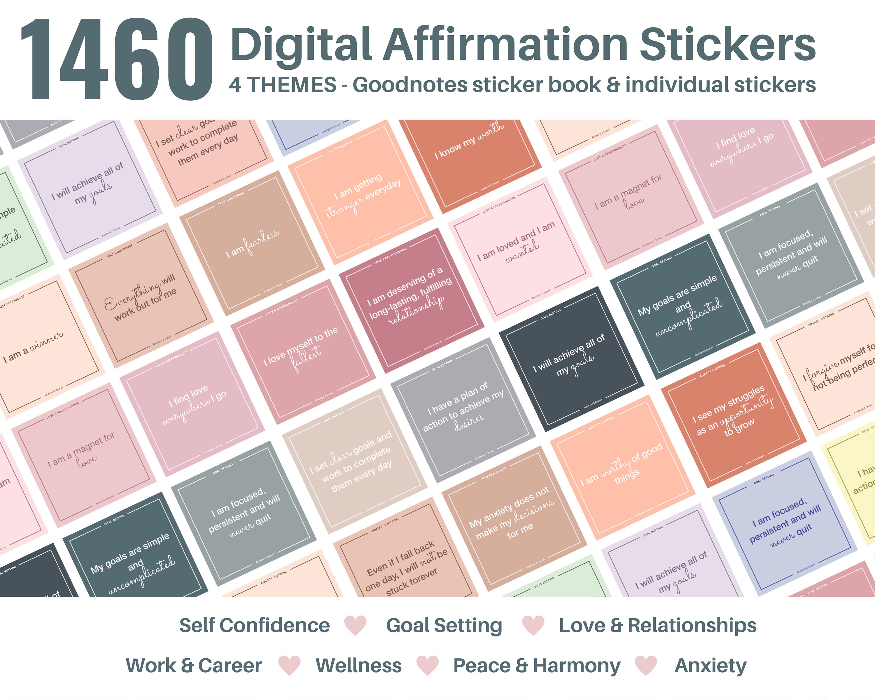 Daily Affirmation Cards Digital Planner Stickers Digital Stickers Goo…