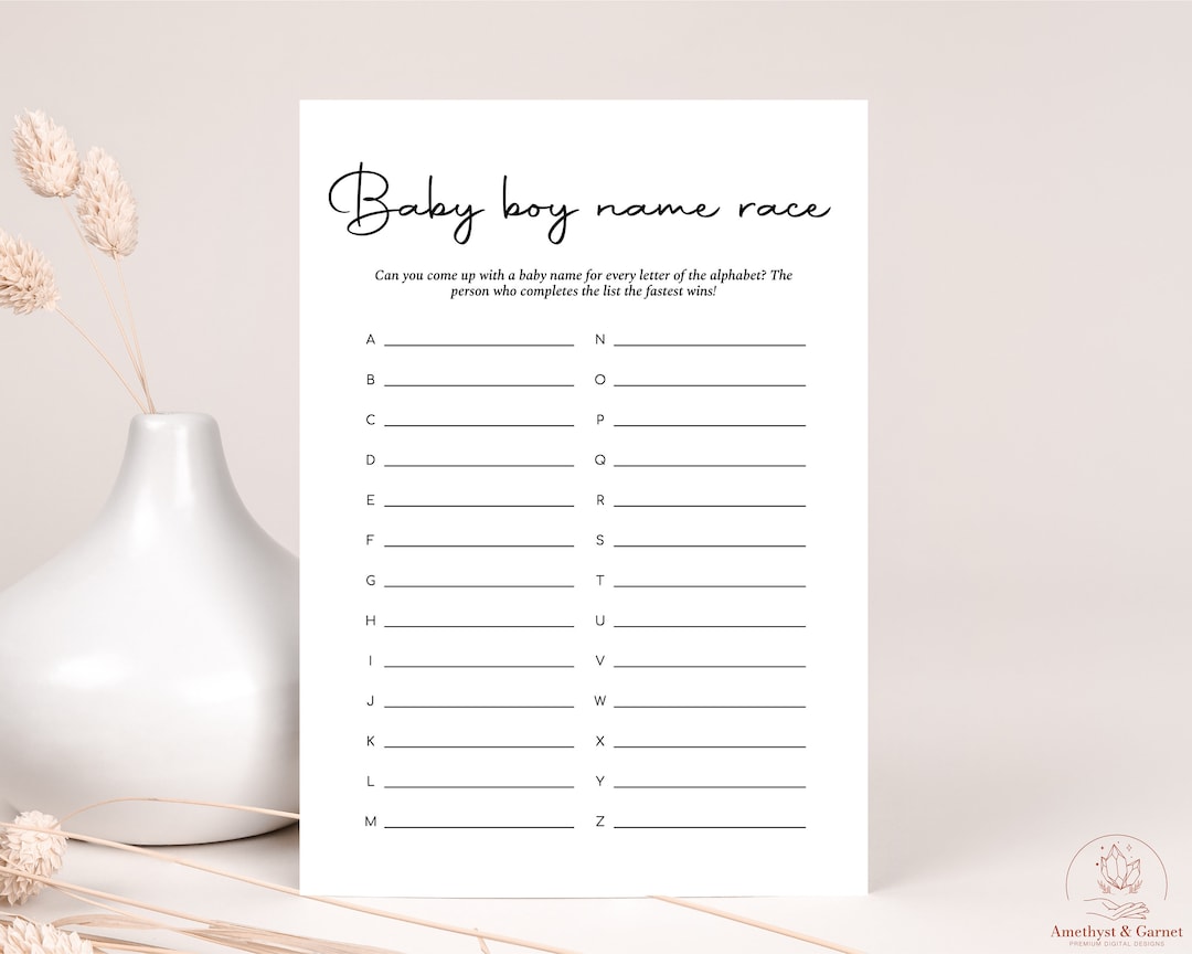 Baby Boy Name Game Baby Shower Game Gender Neutral Shower Etsy