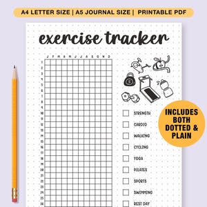 Jaarlijkse AFDRUKBARE Trainingstracker Activiteitenlogboek Journaalpagina Trainingstracker Jaartracker Gezondheidstracker Workouttracker B