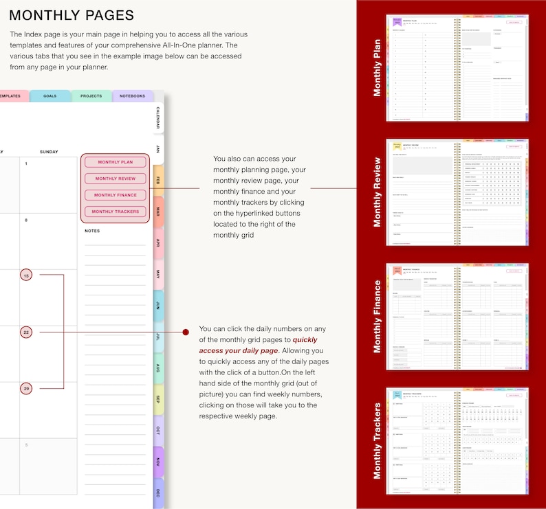 Premium Digital Planner 2024 2025 Undated iPad goodnotes notability, Digital journal, daily planner planner digital Dated ADHD Student V17 image 6