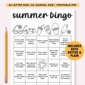 Bingo de verano, tarjetas de bingo de verano para imprimir, juegos divertidos de verano para adultos, campamento de verano, vacaciones, juegos de viaje para fiestas de cumpleaños