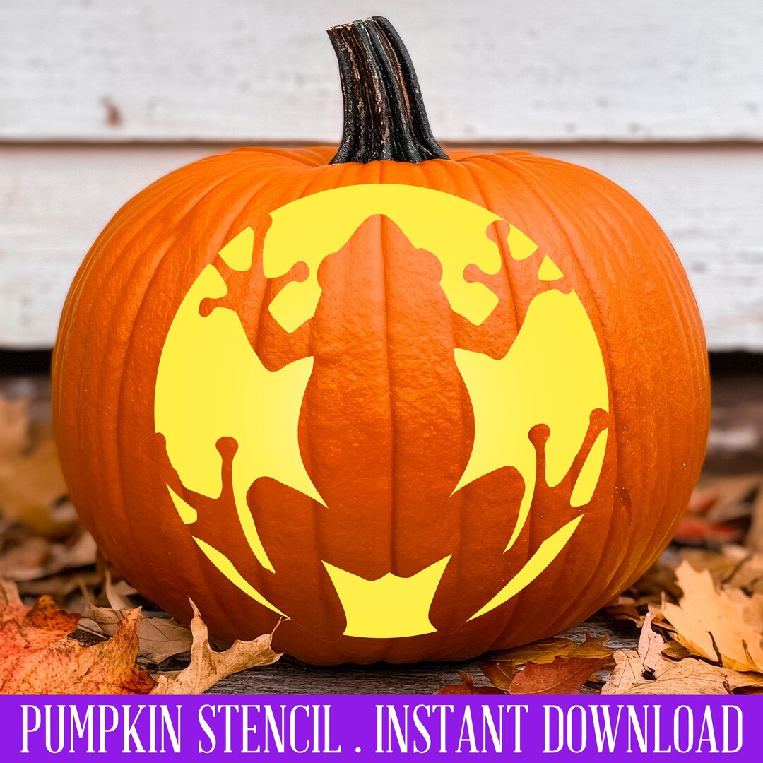 Frog Pumpkin Stencil, PRINTABLE Pumpkin Stencil, Jack O' Lantern