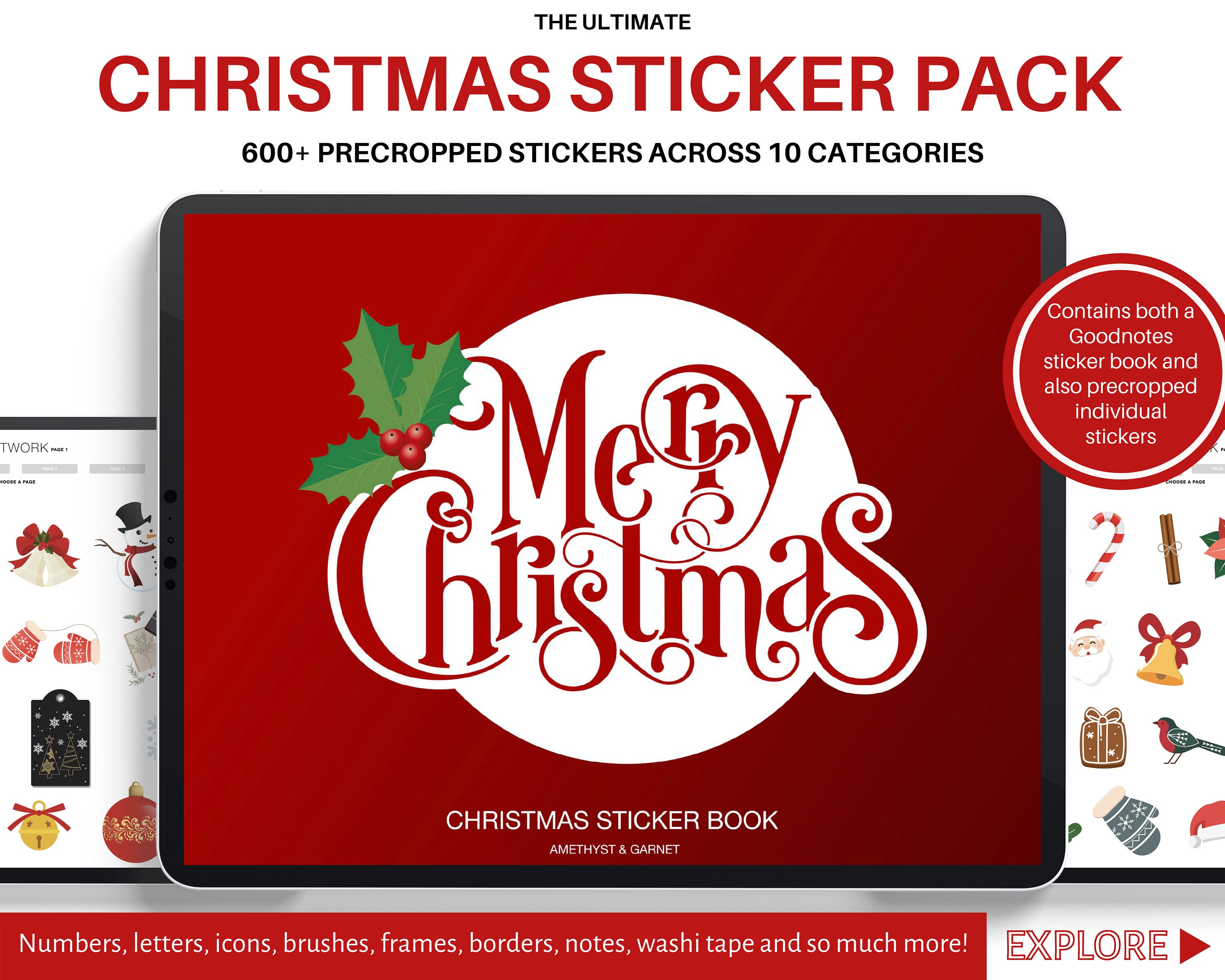 Digital Stickers, christmas stickers,  iPad planner, Digital Planner,…