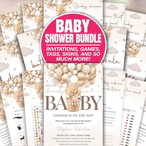 Teddy Bear Baby Shower Games,Boy Baby Shower Game Bundle,Bear Themed Bingo Emoji The price is right Instant Download Digital template BAB095