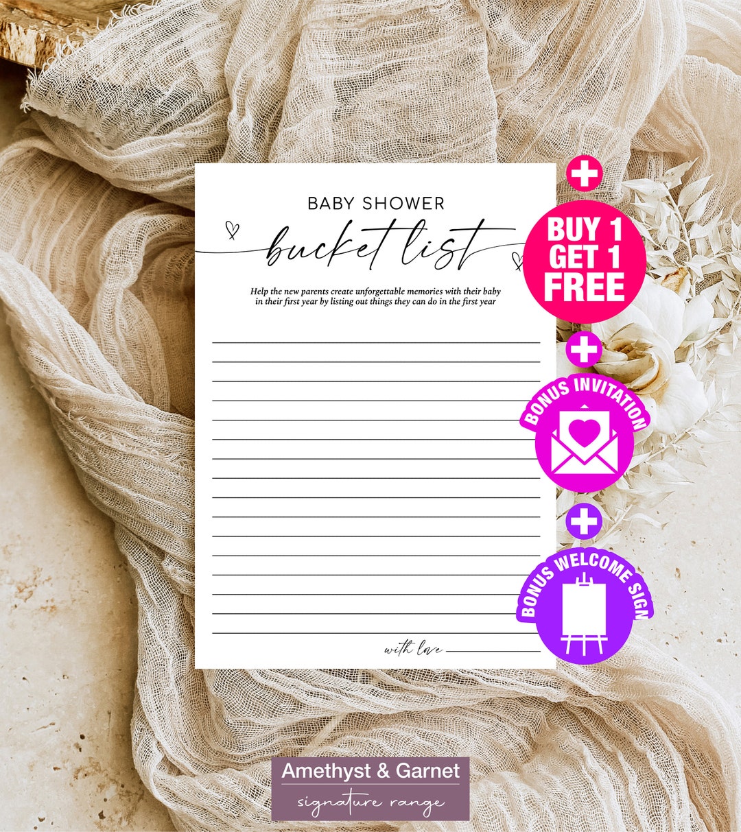 Baby Bucket List, Minimal, Modern, Rustic, Baby Shower Game, Printable ...