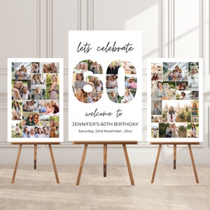 60. Geburtstag Foto-Collage-Poster Bundle-Vorlage 60 Sechzig Anpassbare Foto-Collage-Tafel Foto Montage Display Digitaler Download BC01 b